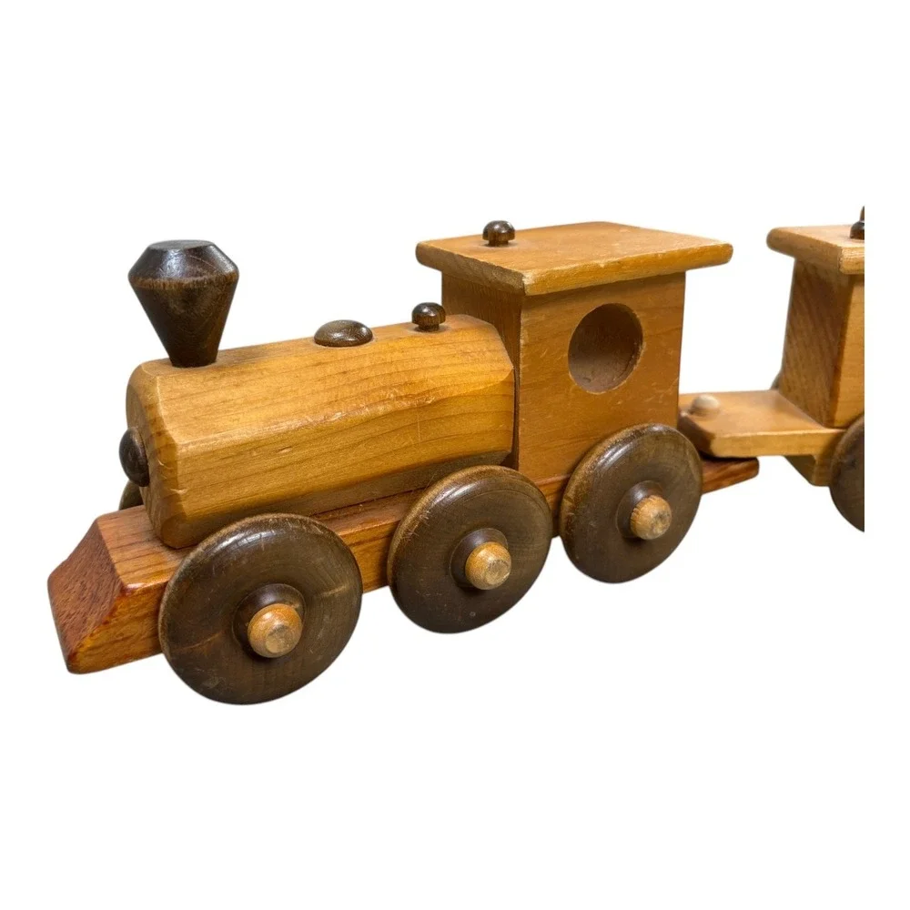 Vintage‎ Wooden Steam Locomotive & Cars Train Set -Hand Crafted